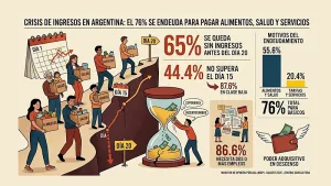 El 76% de los argentinos que se endeudaron lo hizo para pagar alimentos, salud y servicios