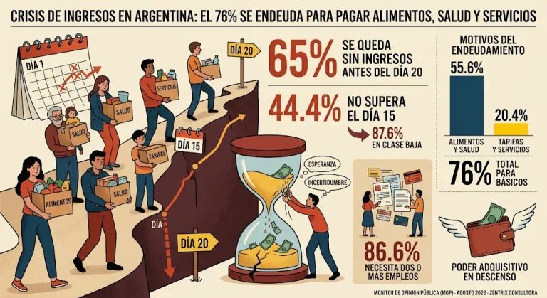 El 76% de los argentinos que se endeudaron lo hizo para pagar alimentos, salud y servicios