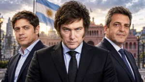 Milei frente a Kicillof y Massa